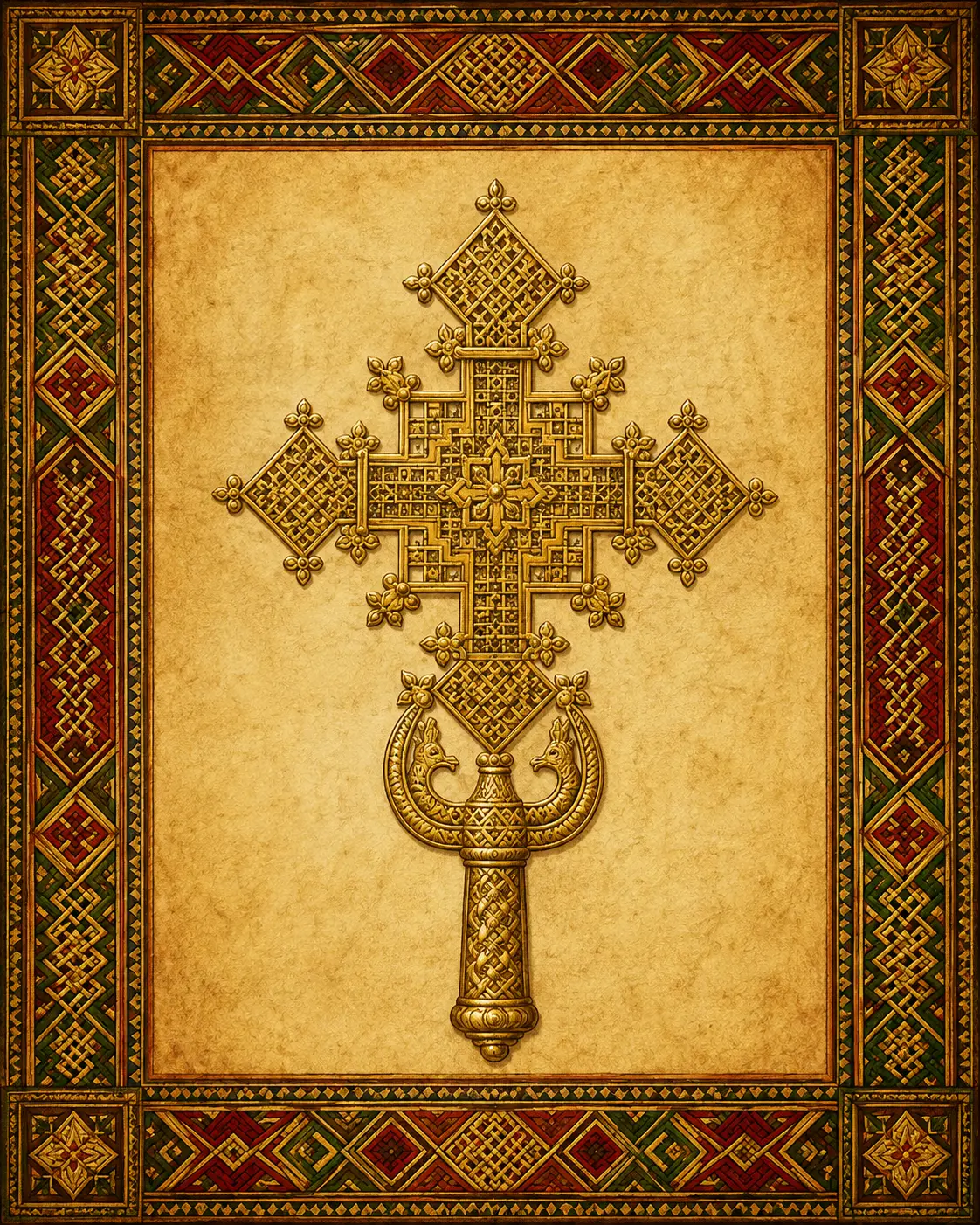 የኢትዮጵያ ኦርቶዶክስ መስቀል እና የብራና ጌጥ